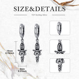 Sterling Silver Medieval Sword Dangle Cross Knives  Ankh Drop Earrings
