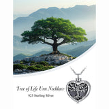 Sterling Silver Tree of Life Urn Necklaces Abalone Opal Shell Cremation Jewelry for Ashes