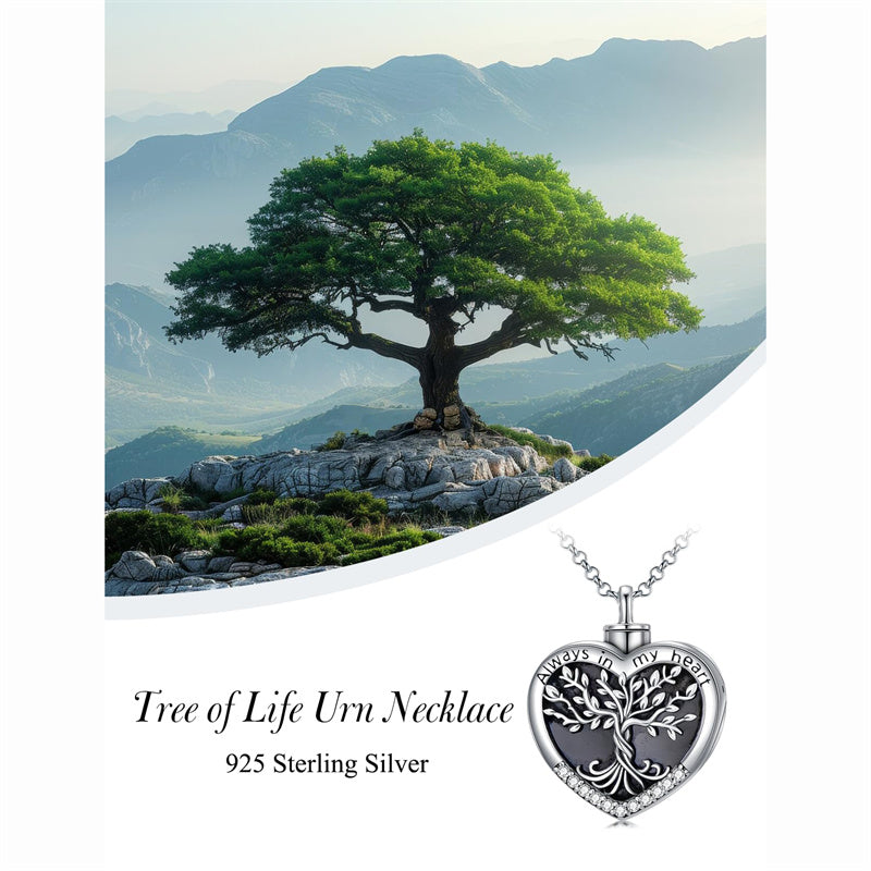 Sterling Silver Tree of Life Urn Necklaces Abalone Opal Shell Cremation Jewelry for Ashes