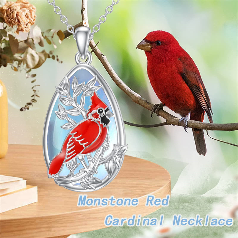 Sterling Silver Moonstone   Cardinal Pendant Necklace