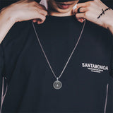 Sterling Silver Aztec Lion Cross Pendant Necklace