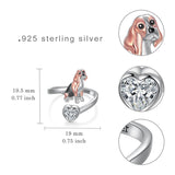 Sterling Silver Black Pug Doberman Boston Terrier Beagle Adjustable Ring