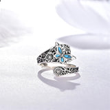 Sterling Silver Oxidized Dragonfly Butterfly Hummingbird Sea Turtle Anchor Cross Tree of Life Sunflower Spoon Ring