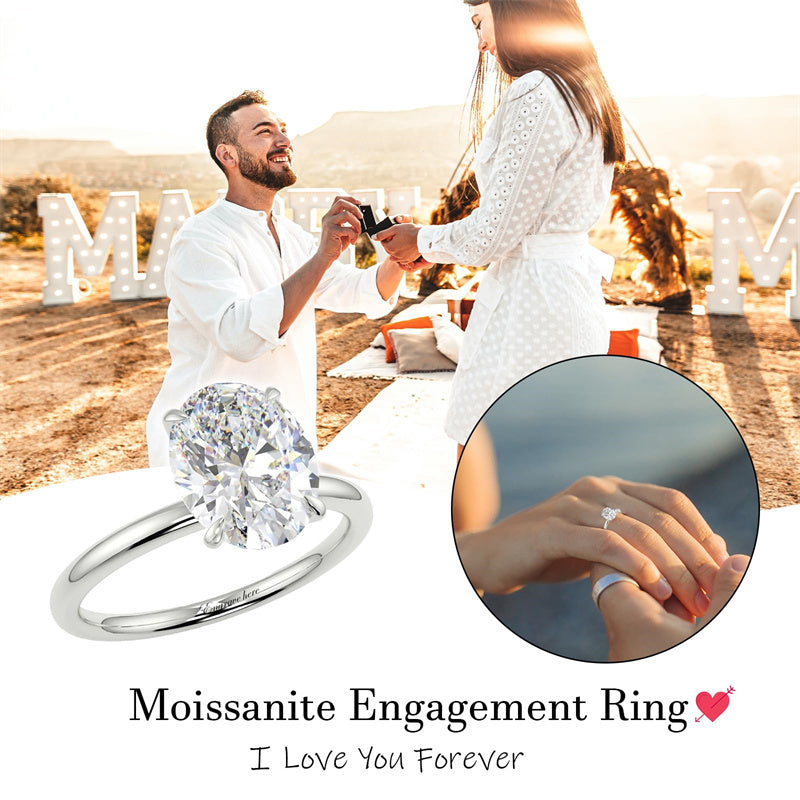 2ct 10K/14K/18K Gold Round Pear Oval Princess Cut Moissanite Engagement Ring