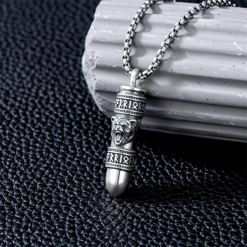 Sterling Silver Bear Lion Eagle Compass Tree of Life Bullet Urn Necklaces for Ashes