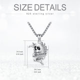 Sterling Silver Memento Mori Gothic Skull Amulet Pendant Necklace for Men