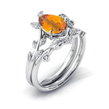 Sterling Silver 10K 14K 18K Gold 1ct Pear Shaped Gemstone Gemstone Engagement Ring Wedding Ring Sets