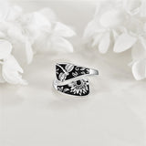 Sterling Silver Sunflower Dragonfly Spoon Ring for Women
