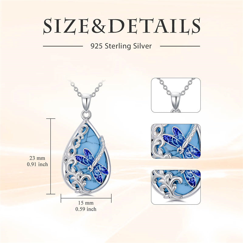 Sterling Silver Turquoise Butterfly Dragonfly Bee Hummingbird Ladybug Pendant Necklace