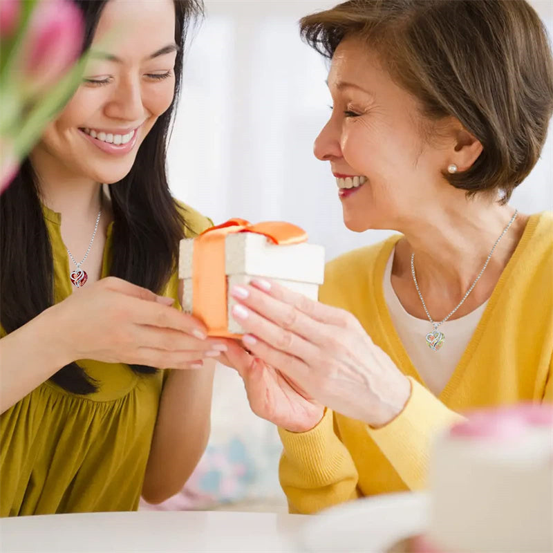 Sterling Silver Birthstone Heart Rose Pendant Necklace With Engraved
