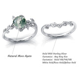 Sterling Silver Natural Moss Agate Blue Sandstone Opal Set Ring