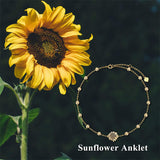 14K Gold Sunflower Single Layer Anklet