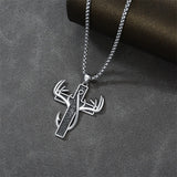 Sterling Silver Fish Hook Cross Pendant Necklace for Men