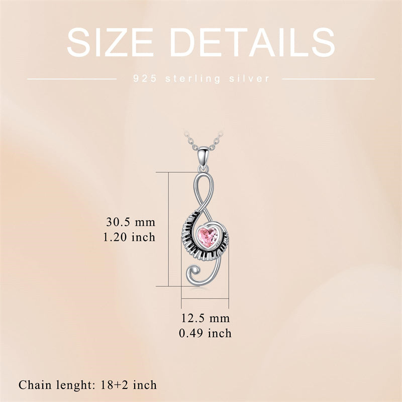Sterling Silver Birthstone  Music Piano  Pendant Necklace