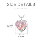 Sterling Silver Personalized Photo Blue Opal Luminous Stone Pink Opal Father Daughter Pendant Necklace