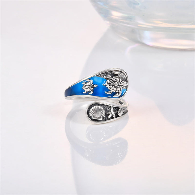 Sterling Silver Oxidized Dragonfly Butterfly Hummingbird Sea Turtle Anchor Cross Tree of Life Sunflower Spoon Ring