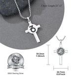 Sterling Silver 12 Constellation Cross Pendant Necklace