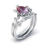 Sterling Silver 10K 14K 18K Gold 1ct Pear Shaped Gemstone Gemstone Engagement Ring Wedding Ring Sets
