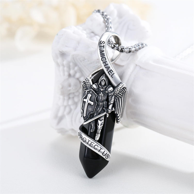 Sterling Silver Crystal Saint Michael Saint Christopher Guardian Angel Guadalupe Pendant Necklace