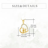 10K 14K 18K Gold Father Daughter Heart Pendant Necklace For Gift