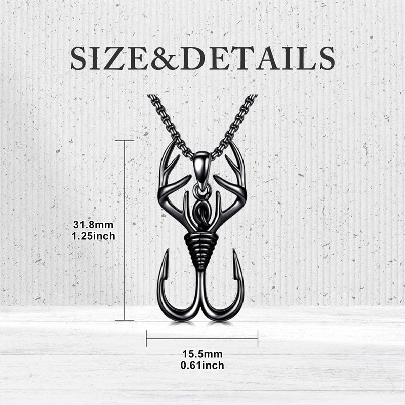 Sterling Silver Antler Pendant Necklace for Men