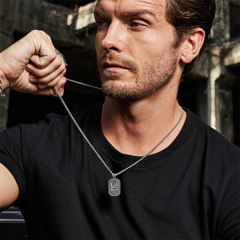 Sterling Silver Islamic Allah Religious Pendant Necklace