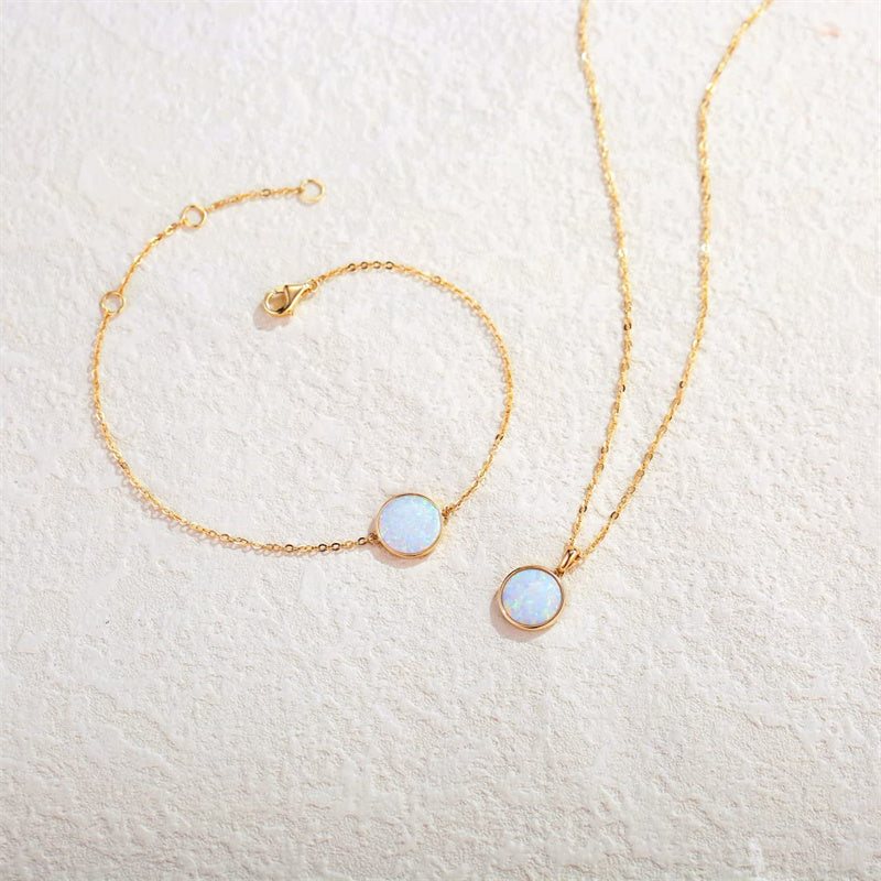 14K Gold Mother of Pearl Abalone Turquoise Black Onyx Opal Coin Pendant Necklace