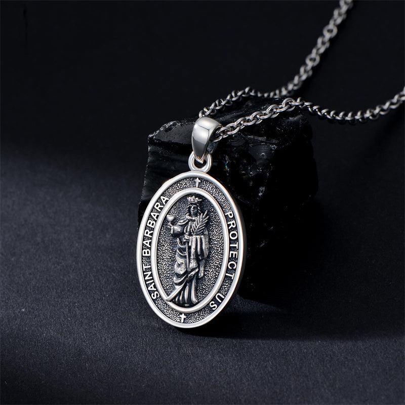 Sterling Silver St Anthony Francis Joseph Peregrine Raphael Sebastian Medal  Protection Pendant Necklace