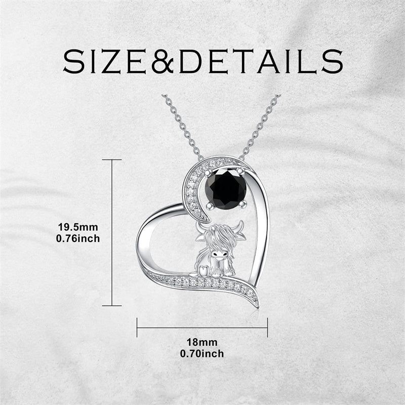 Sterling Silver Highland Cow Pendant Necklace