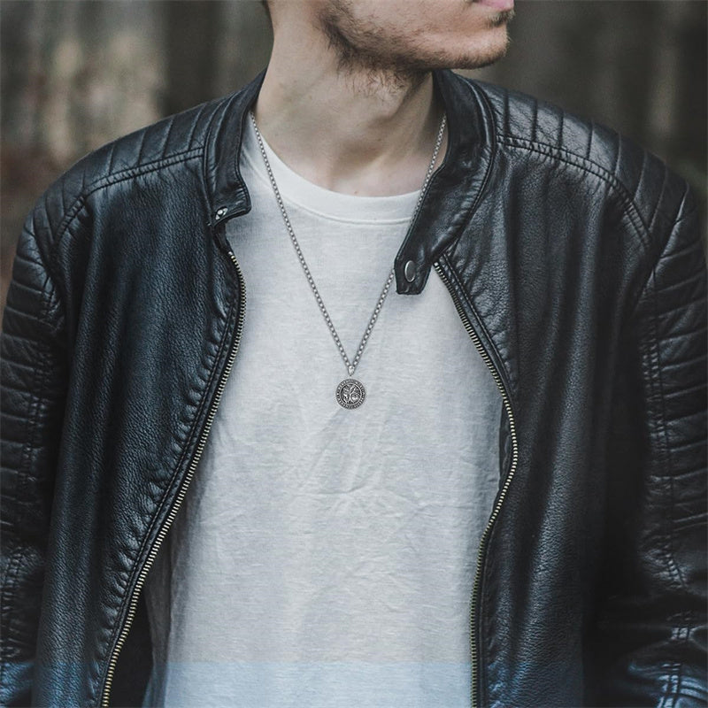 Sterling Silver Memento Mori Gothic Skull Amulet Pendant Necklace for Men