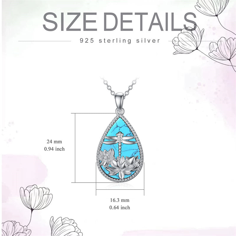 Sterling Silver Turquoise Dragonfly Butterfly Cardinal Pendant Necklace  with Memorial Engraved
