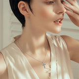 Sterling Silver Turquoise Abalone Shell Oxidation Cross Pendant Necklace