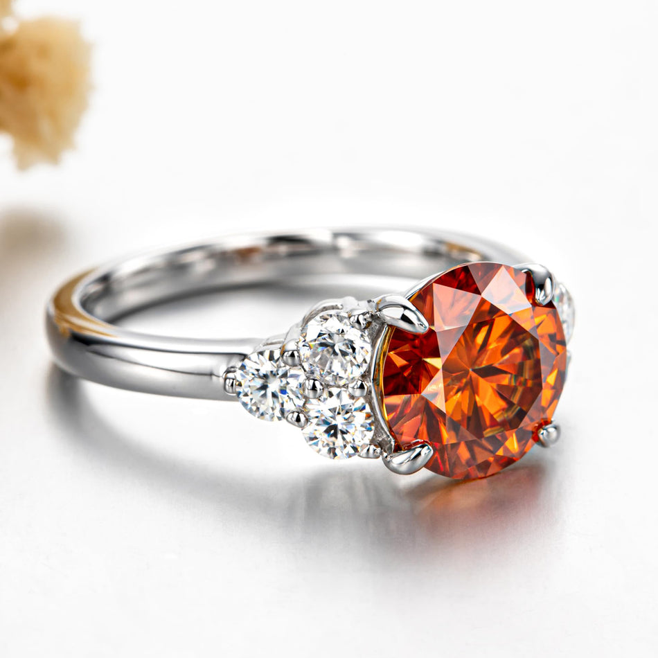 Sterling Silver 3.0 Carat Green Moissanite Engagement Ring