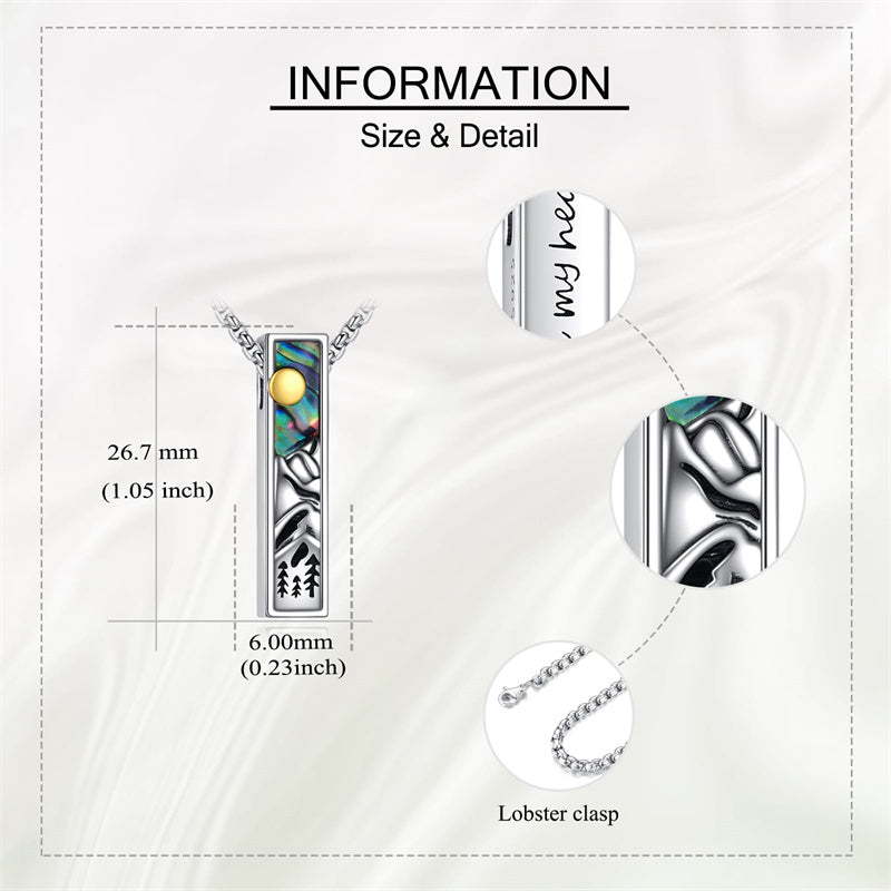 Sterling Silver Abalone Shell Butterfly Dragonfly Moon Phase Mountains Sunflower Tree of Life Urn Necklaces for Ashes