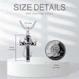 Sterling Silver Fish Hook Cross Pendant Necklace for Men