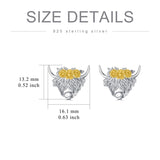 Sterling Silver Highland Cow Stud Earrings