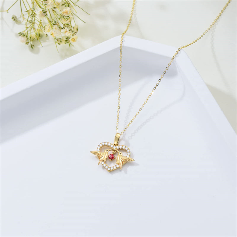 14K Gold Hummingbird Pendant Necklace
