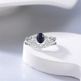 Sterling Silver 10K 14K 18K Gold  Oval Cut Unique Vine Gemstone Wedding Ring Set