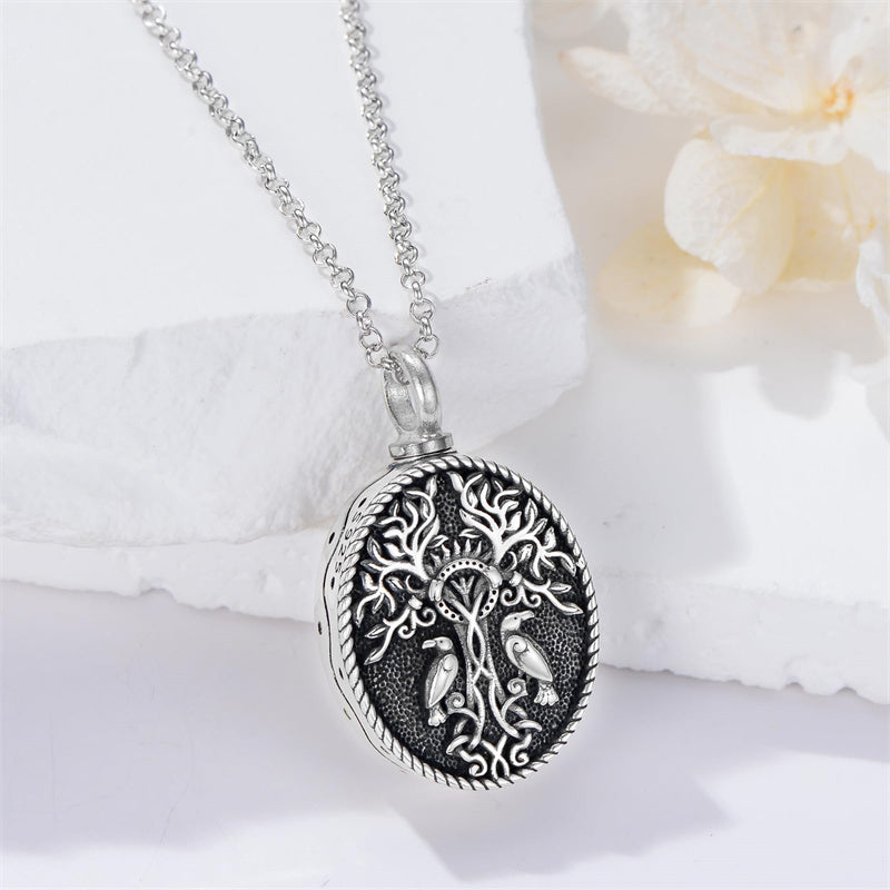 Sterling Silver Personalized Engraved Tree of Life Urn Necklace for Ashes