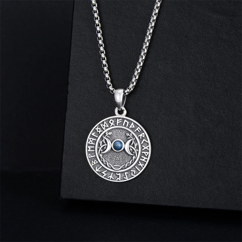 Sterling Silver Medusa Triple Moon Goddess Athena Pendant Necklace for Women