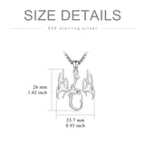 Sterling Silver Fish Hook& Antler Duck Pendant Necklace for Men