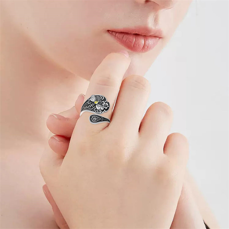 Sterling Silver Hummingbird Butterfly Bee Red Cardinal Pink Flamingo Adjustable Spoon Ring