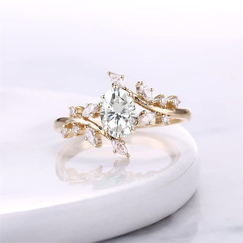 Sterling Silver 10K14K 18K Gold Oval Cut Moissanite/Lab Grown Diamond Engagement Ring