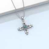 Sterling Silver Turquoise Cross Bear Claw Cowboy Boot Pendant Necklace