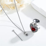 Sterling Silver Heart Opal Tree of Life Urn Necklace for Ashes