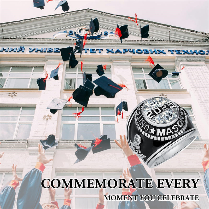 Sterling Silver Personalized Engraved Birthstone 2025 High School College Class Ring Graduation Jewelry