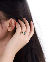 10K 14K 18K Gold Personalized Engraved 3 Birthstones Ring