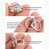 Sterling Silver Light Green Moissanite Engagement Rings Set for Women