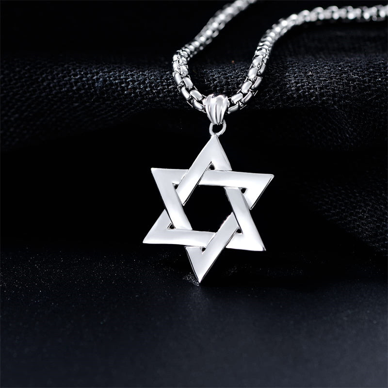 Sterling Silver Star of David Pendant Necklace for Men