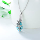 Sterling Silver Turquoise Drgonfly Butterfly Urn Necklace for Ashes